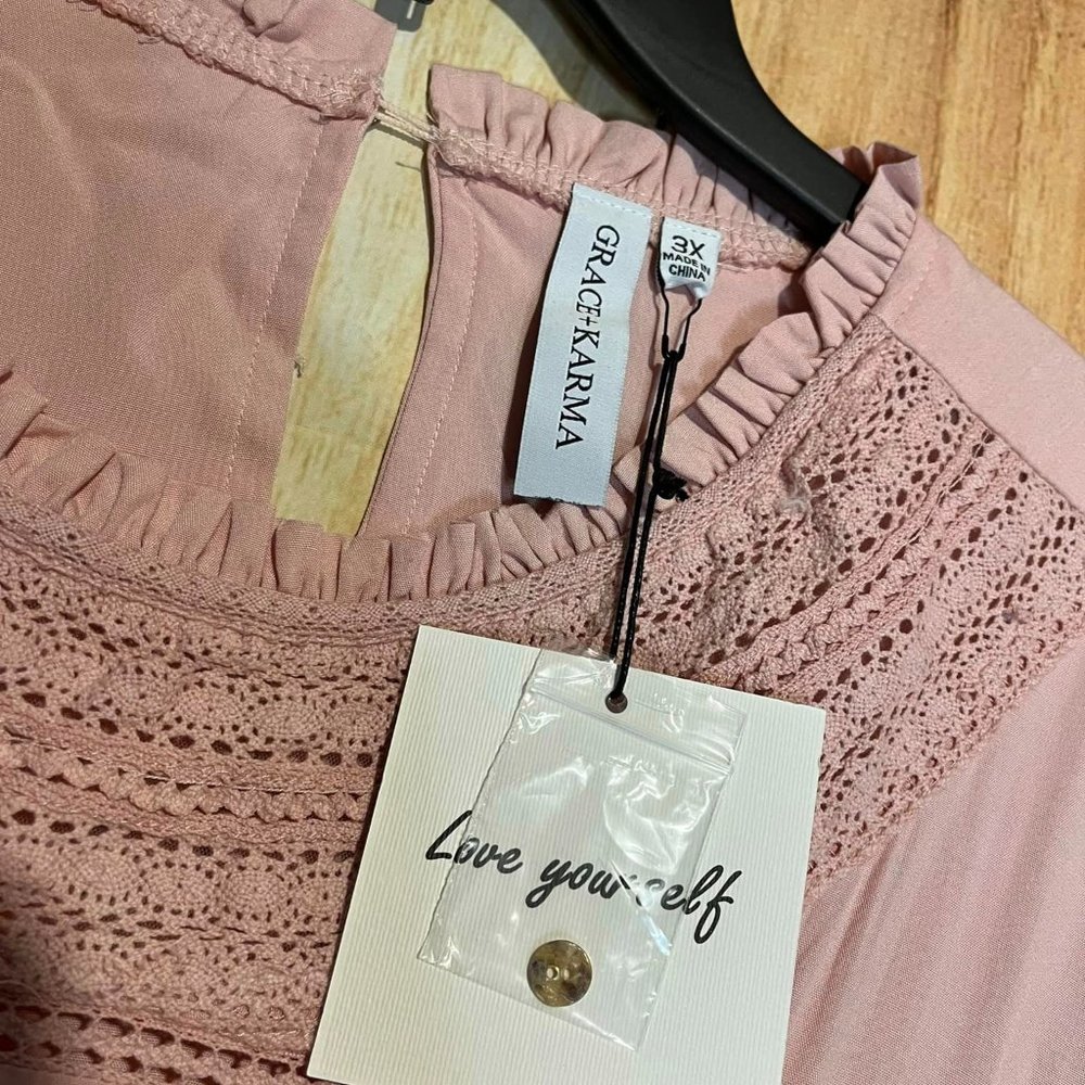 Grace & Karma Light Pink Women's Blouse - Picture 2 of 5